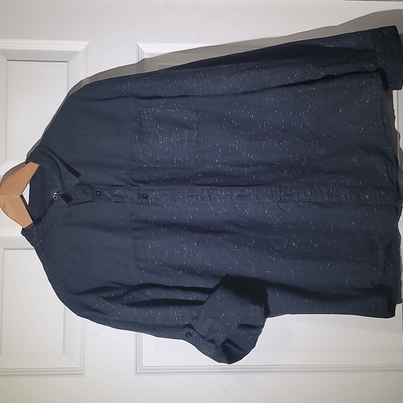 Rock & Republic Long Sleeve Cotton Speckled Black Button Up Dress Shirt - Picture 1 of 8